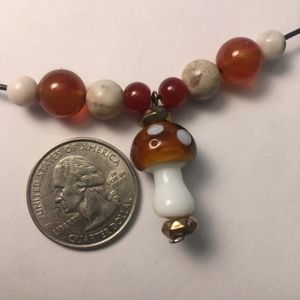 Glass Mushroom Charm Necklace